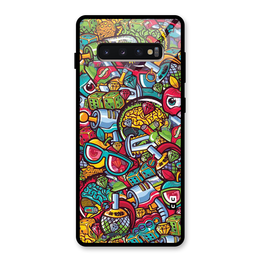 Retro Diamond Design Glass Back Case for Galaxy S10 Plus
