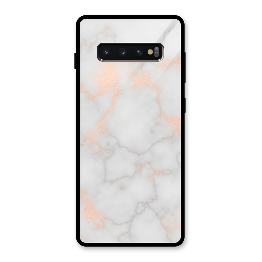 RoseGold Marble Glass Back Case for Galaxy S10 Plus