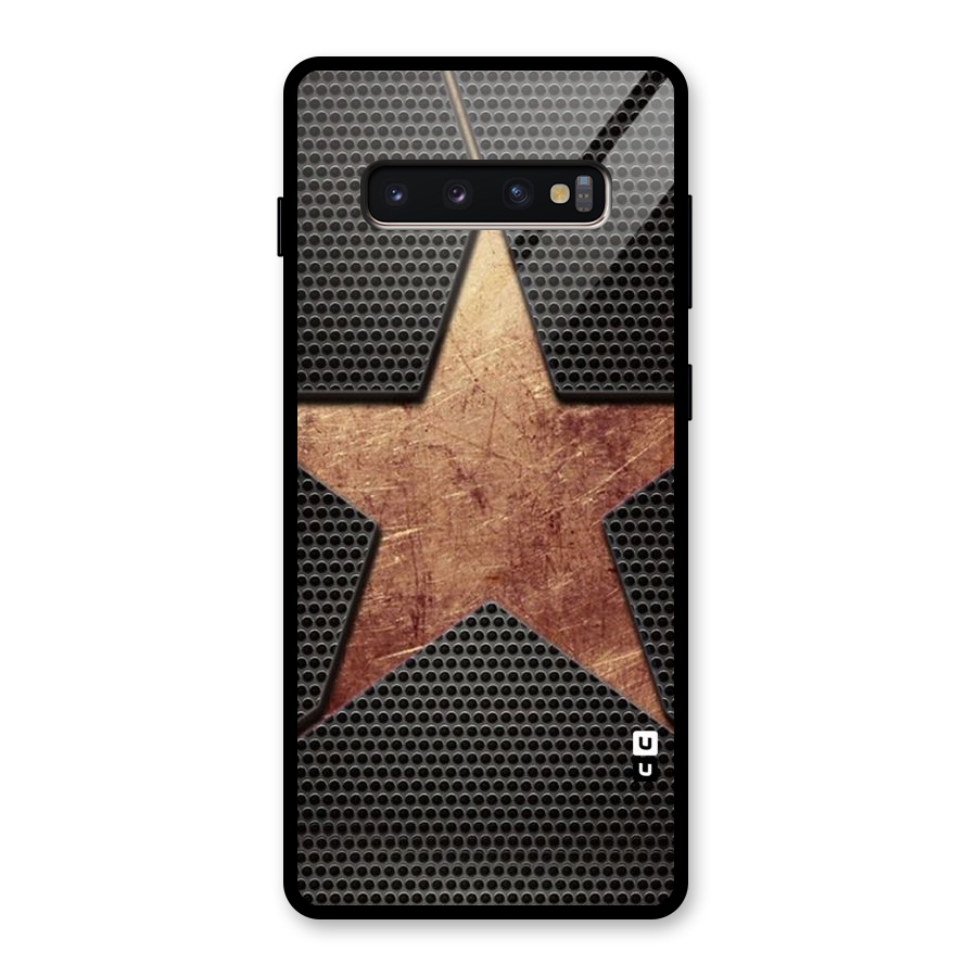 Rugged Gold Star Glass Back Case for Galaxy S10 Plus