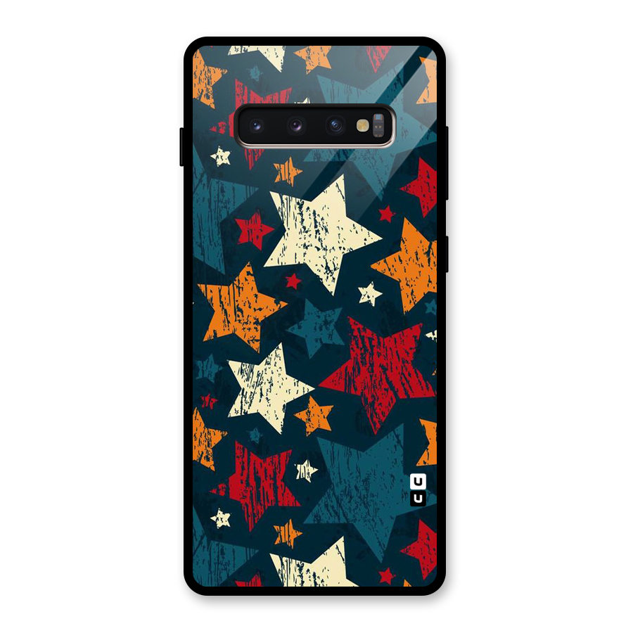 Rugged Star Design Glass Back Case for Galaxy S10 Plus