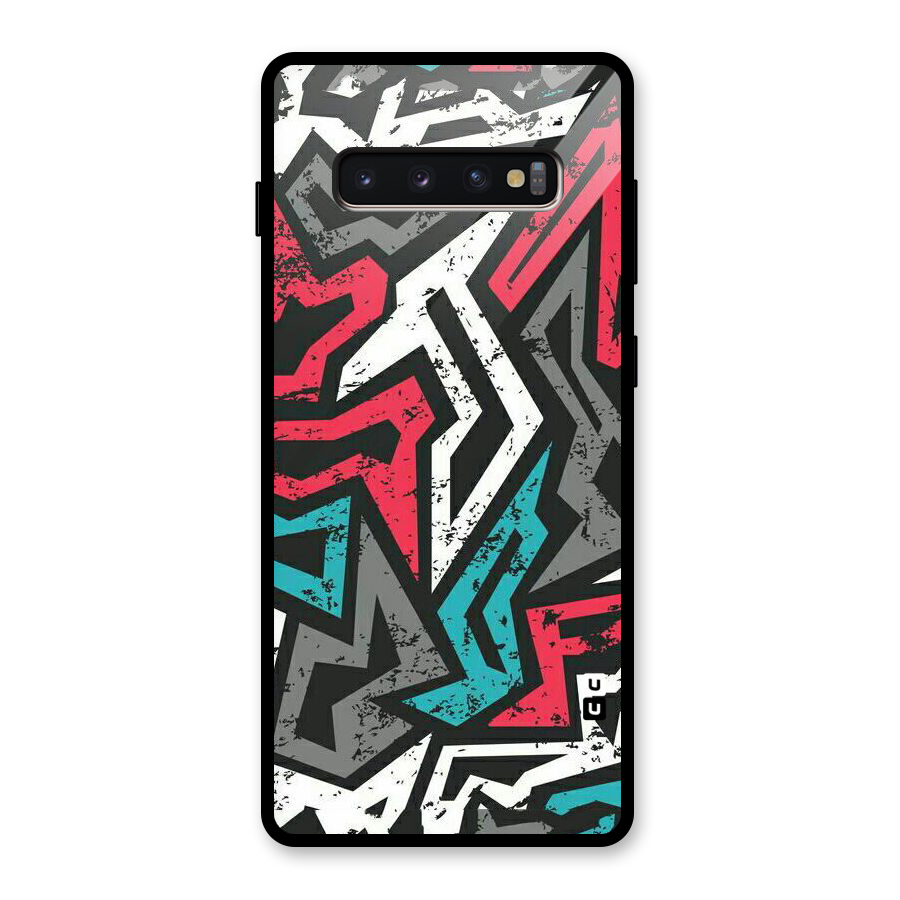 Rugged Strike Abstract Glass Back Case for Galaxy S10 Plus