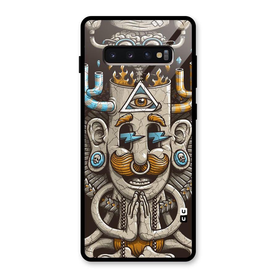 Sculpture Design Glass Back Case for Galaxy S10 Plus