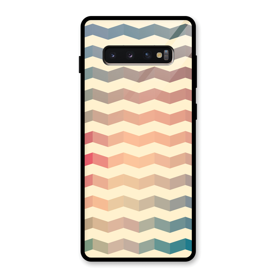 Seamless ZigZag Design Glass Back Case for Galaxy S10 Plus