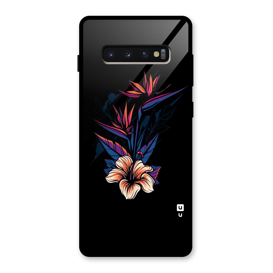 Single Painted Flower Glass Back Case for Galaxy S10 Plus