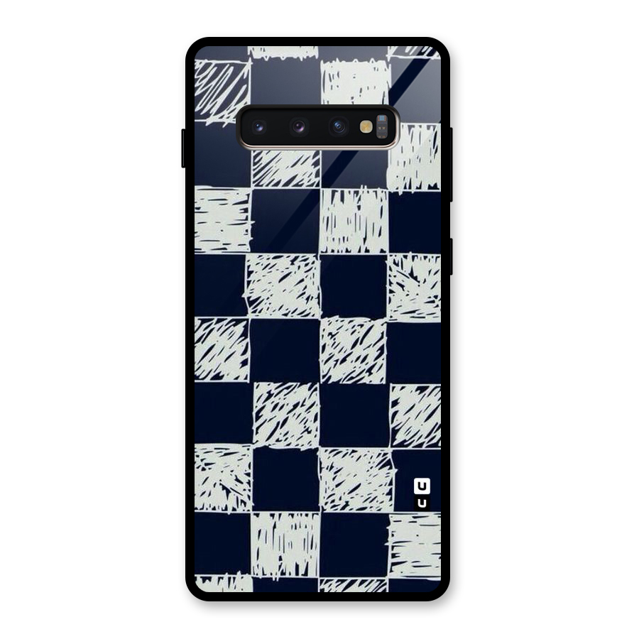 Sketchy Check Design Glass Back Case for Galaxy S10 Plus