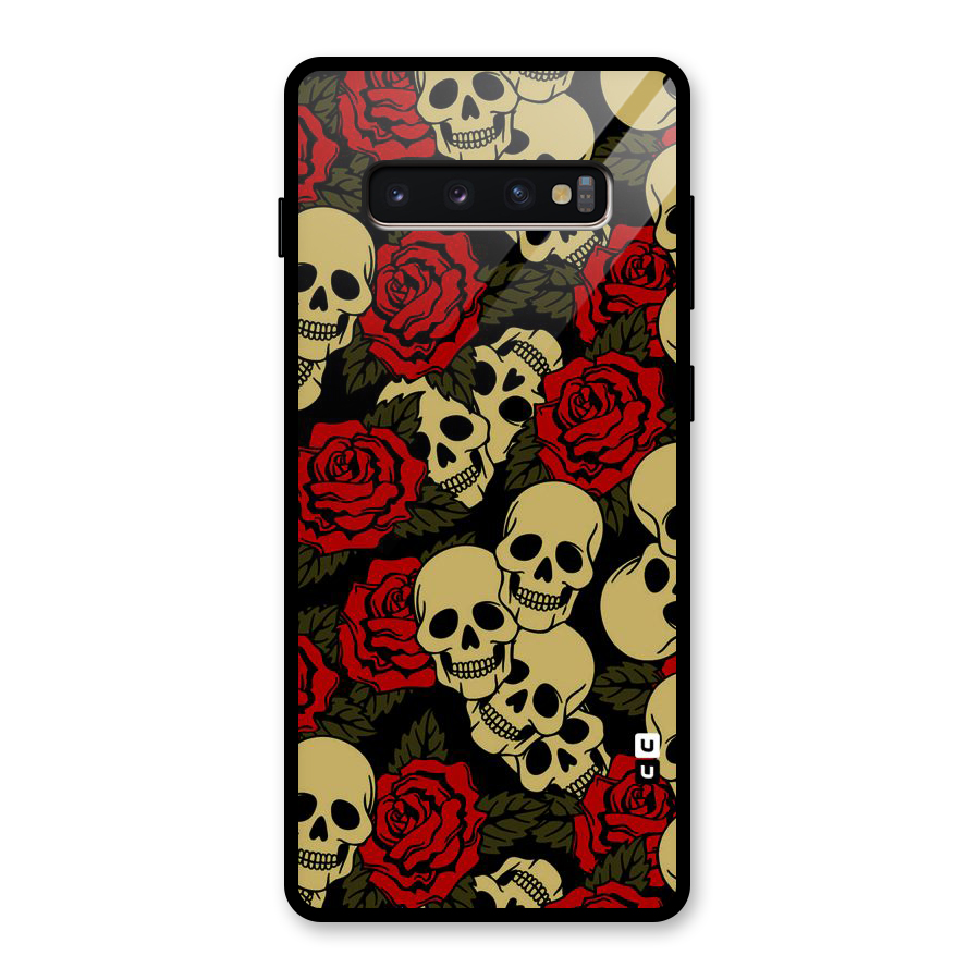 Skulled Roses Glass Back Case for Galaxy S10 Plus