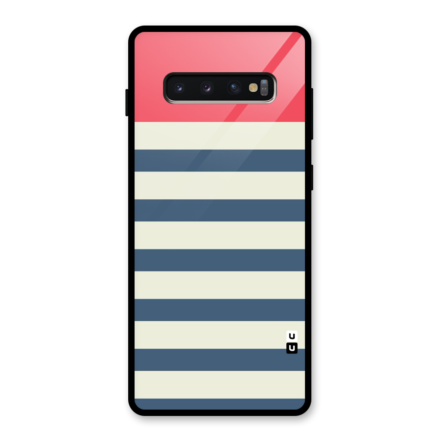 Solid Orange And Stripes Glass Back Case for Galaxy S10 Plus