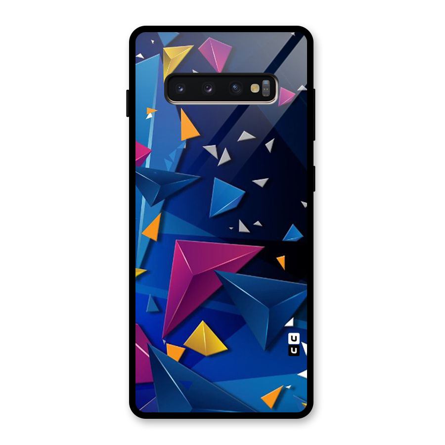 Space Colored Triangles Glass Back Case for Galaxy S10 Plus
