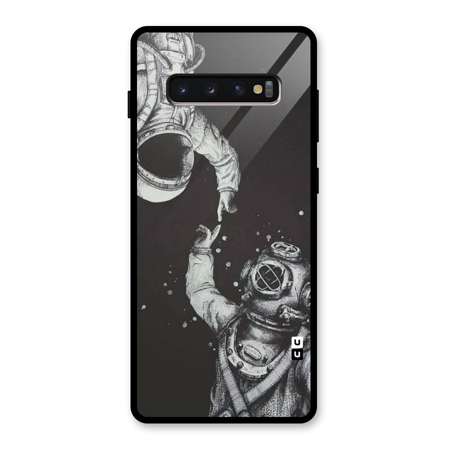 Space Meeting Glass Back Case for Galaxy S10 Plus
