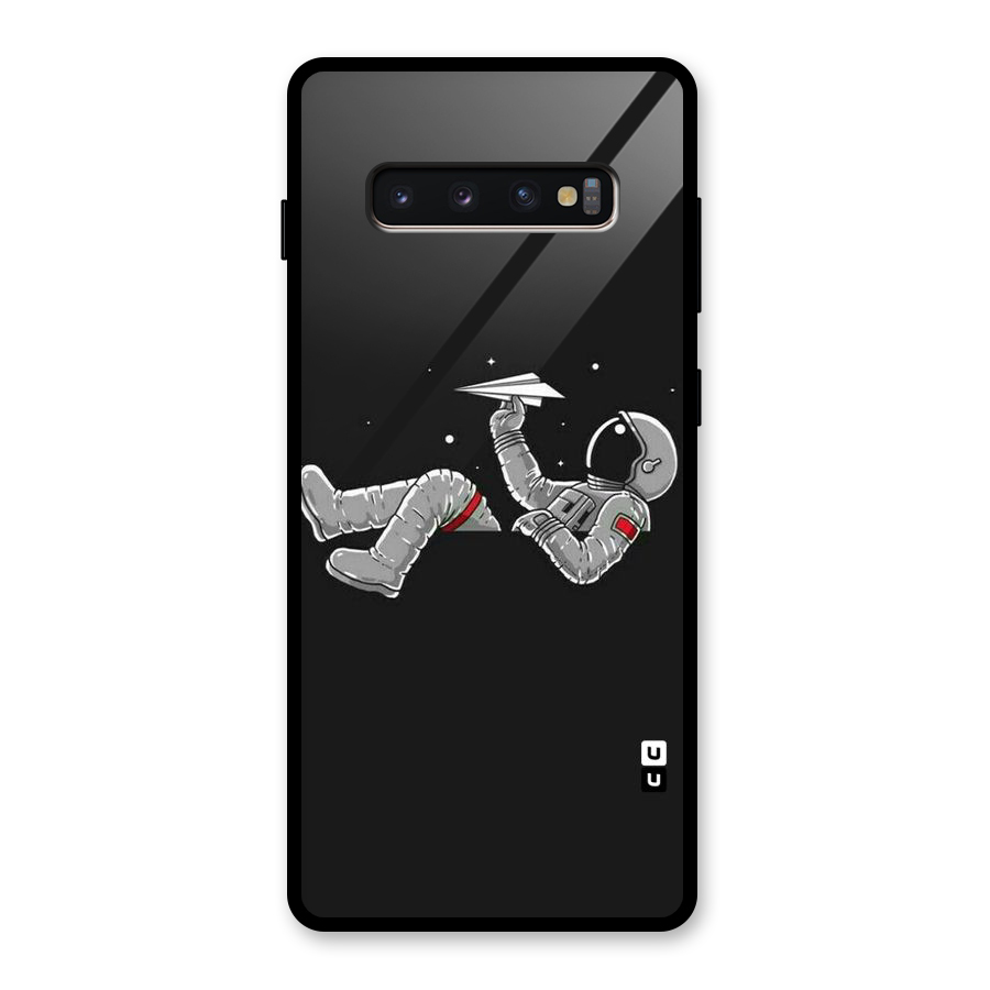Spaceman Flying Glass Back Case for Galaxy S10 Plus