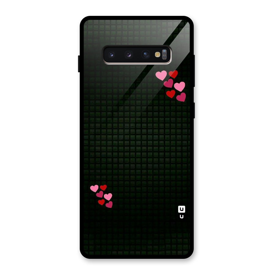 Square and Hearts Glass Back Case for Galaxy S10 Plus
