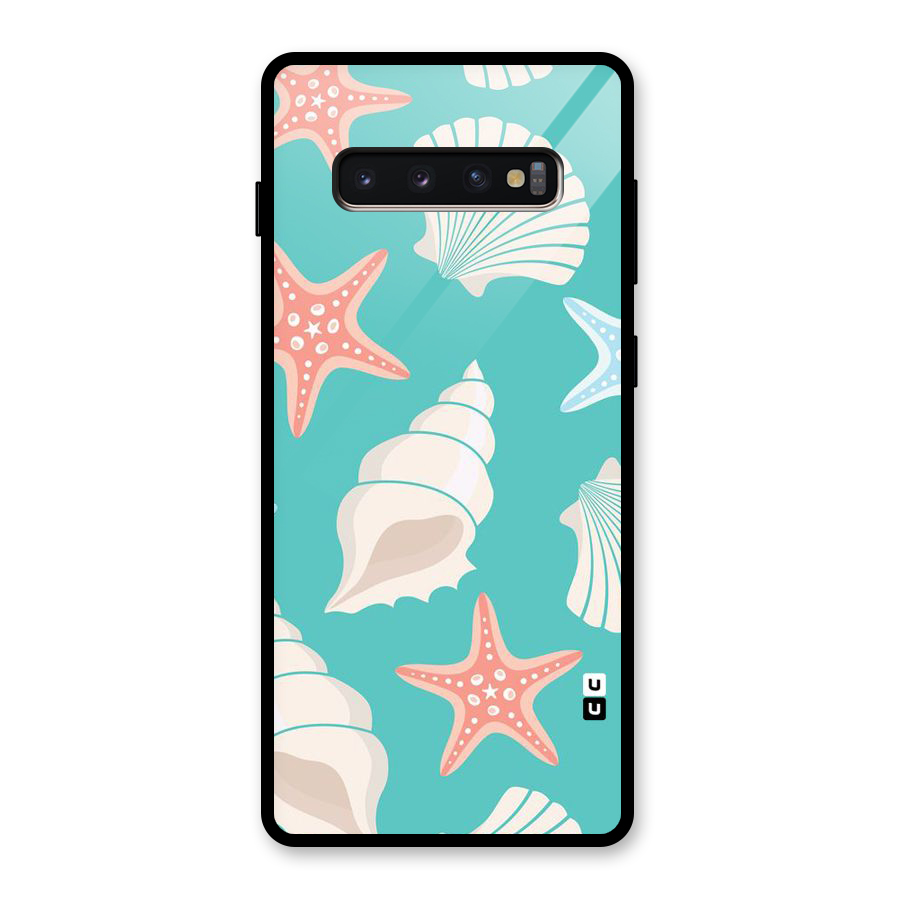 Starfish Sea Shell Glass Back Case for Galaxy S10 Plus