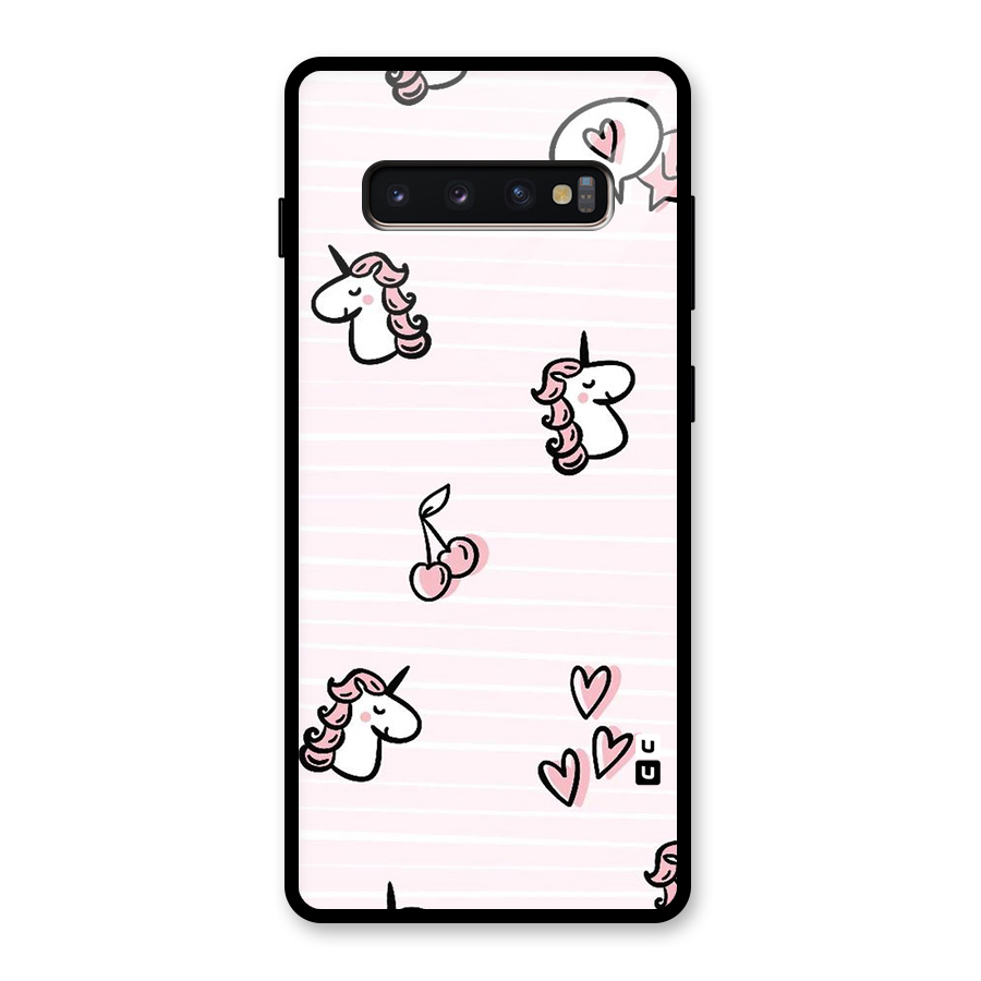 Strawberries And Unicorns Glass Back Case for Galaxy S10 Plus