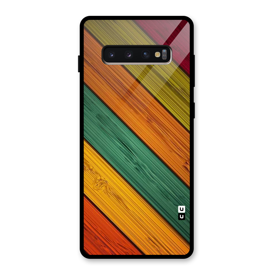 Stripes Classic Design Glass Back Case for Galaxy S10 Plus