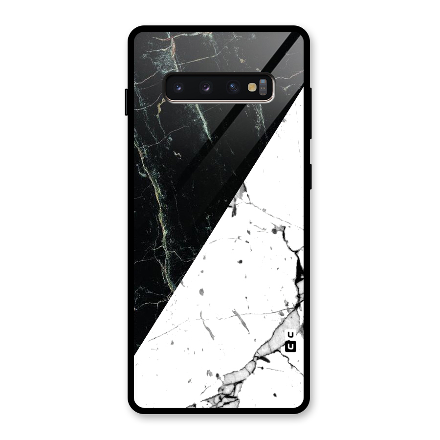 Stylish Diagonal Marble Glass Back Case for Galaxy S10 Plus
