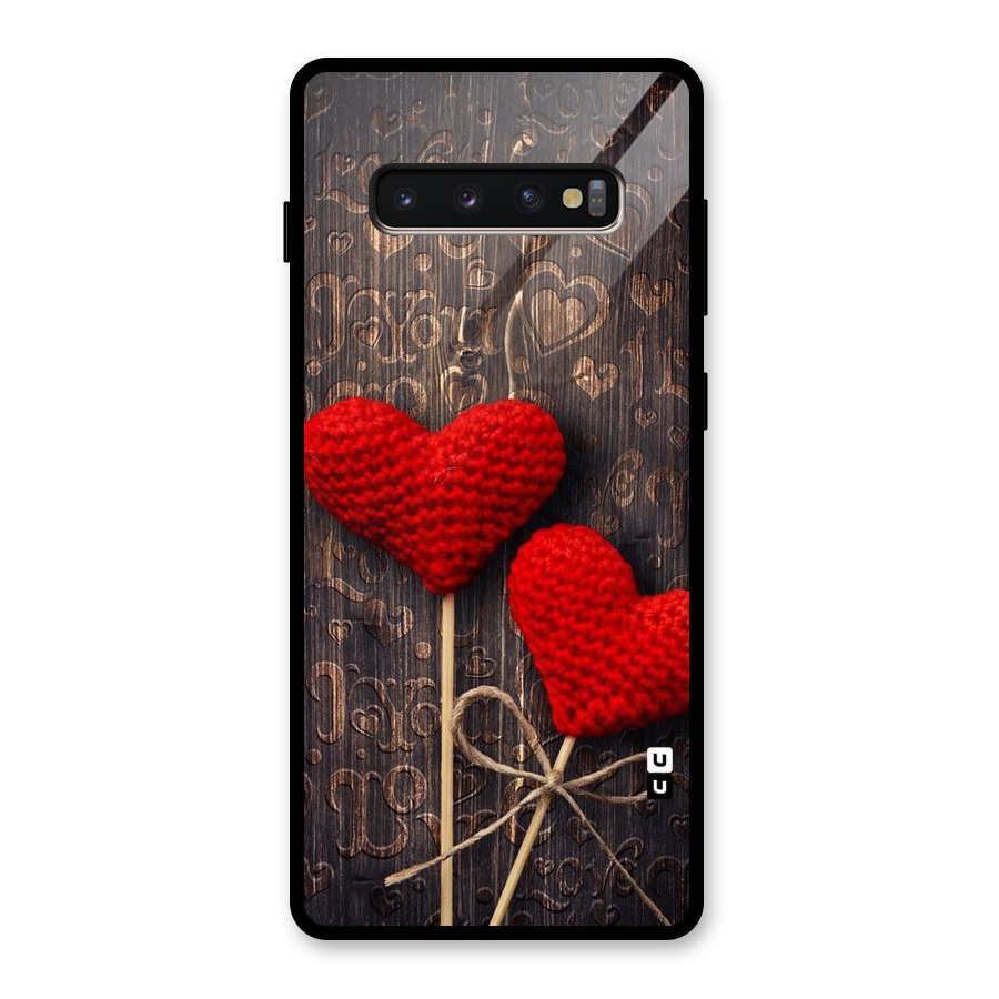 Thread Art Wooden Print Glass Back Case for Galaxy S10 Plus