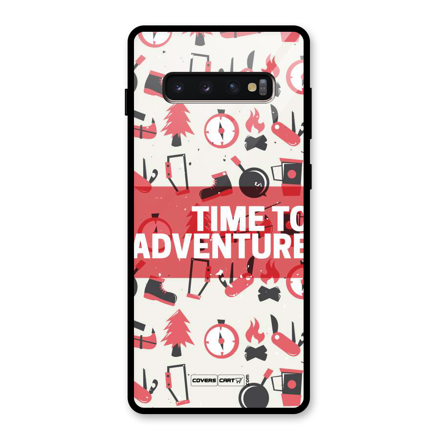 Time To Adventure Radiant Red Glass Back Case for Galaxy S10 Plus
