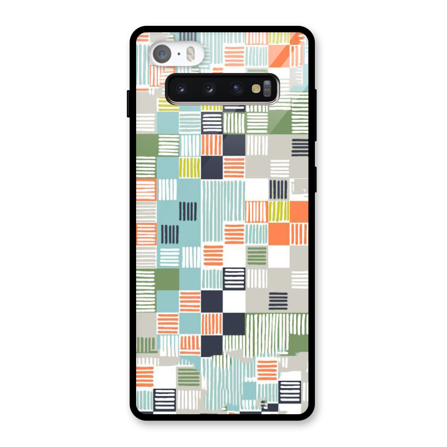 Tiny Boxes Stripes Glass Back Case for Galaxy S10 Plus