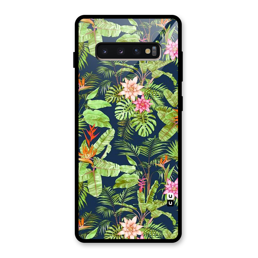 Tiny Flower Leaves Glass Back Case for Galaxy S10 Plus