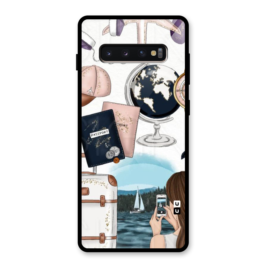 Travel Diaries Glass Back Case for Galaxy S10 Plus