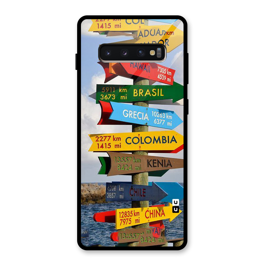 Travel Directions Glass Back Case for Galaxy S10 Plus