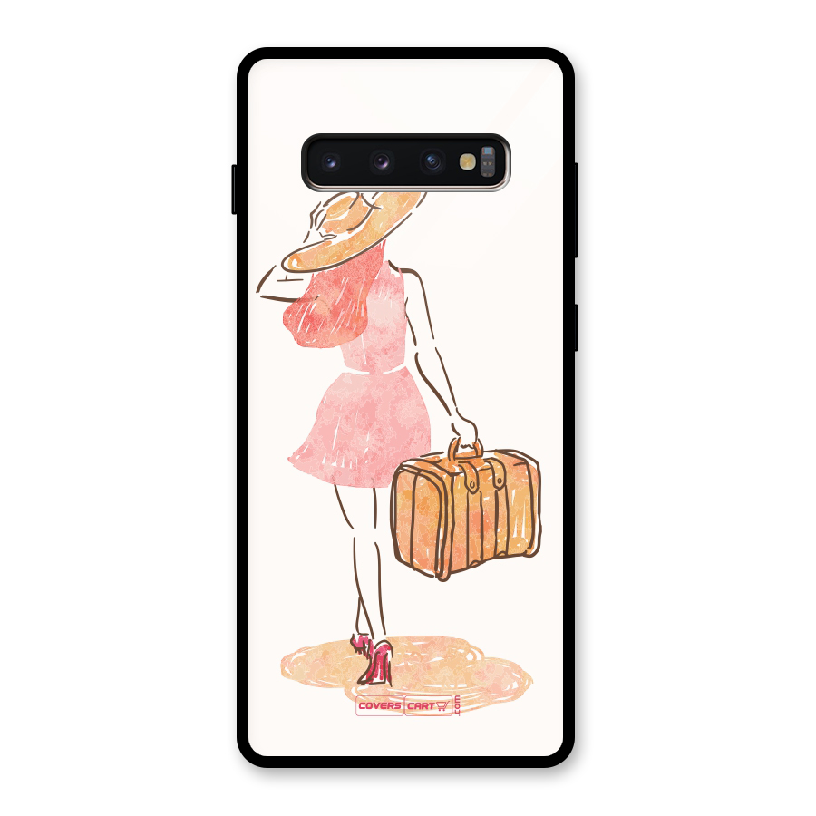 Travel Girl Glass Back Case for Galaxy S10 Plus
