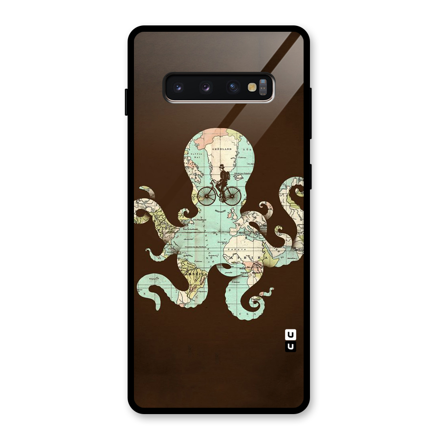 Travel Octopus Glass Back Case for Galaxy S10 Plus