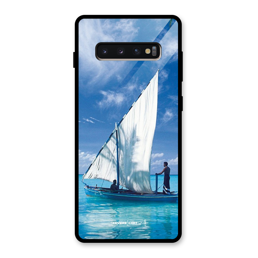 Travel Ship Glass Back Case for Galaxy S10 Plus