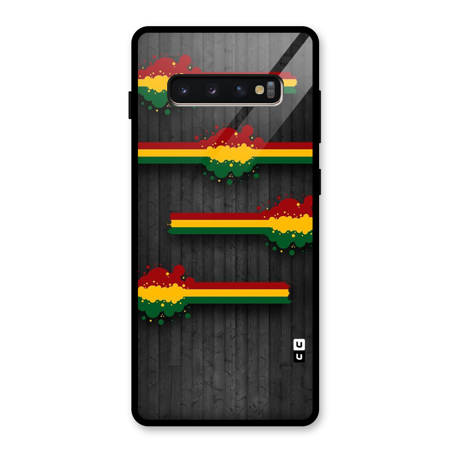 Tricolor Splash Design Glass Back Case for Galaxy S10 Plus