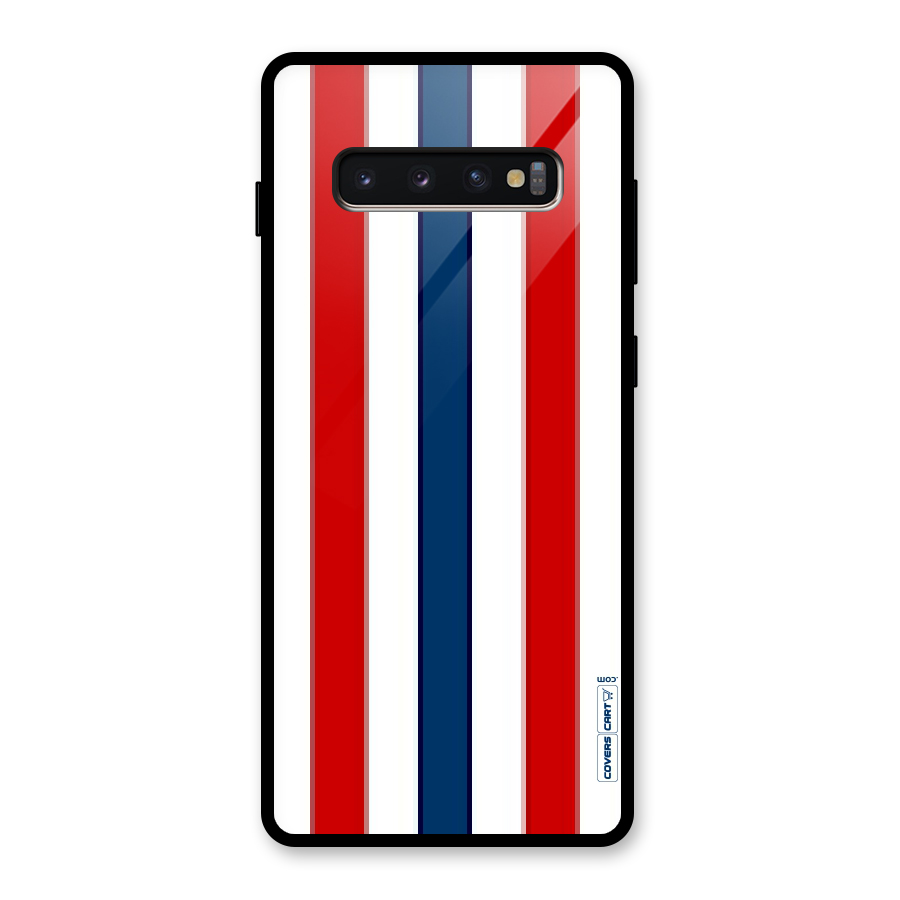 Tricolor Stripes Glass Back Case for Galaxy S10 Plus
