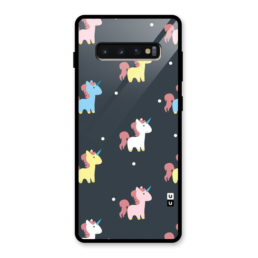 Unicorn Pattern Glass Back Case for Galaxy S10 Plus
