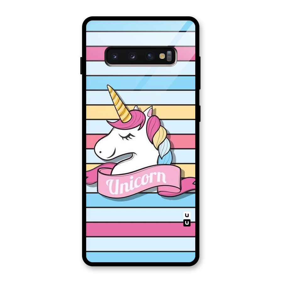 Unicorn Stripes Glass Back Case for Galaxy S10 Plus