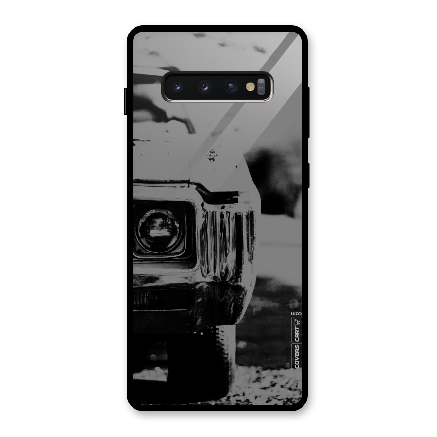 Vintage Car Black and White Glass Back Case for Galaxy S10 Plus