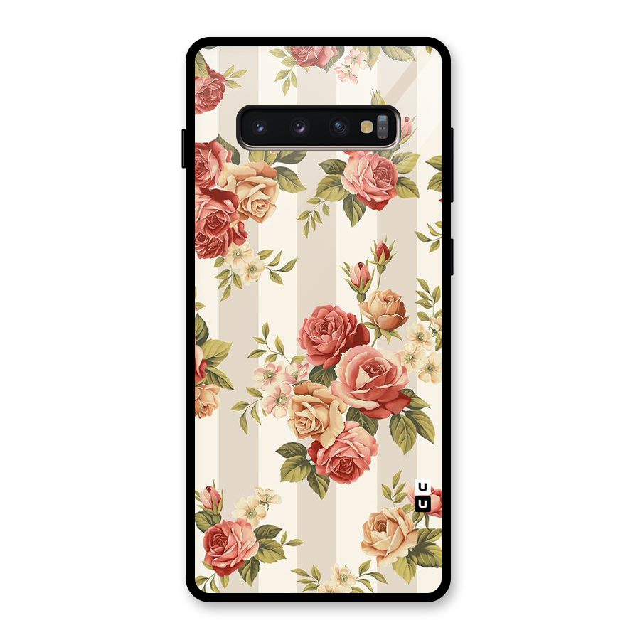 Vintage Color Flowers Glass Back Case for Galaxy S10 Plus