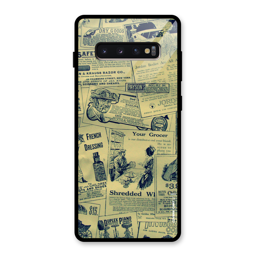Vintage Newspaper Cutouts Glass Back Case for Galaxy S10 Plus