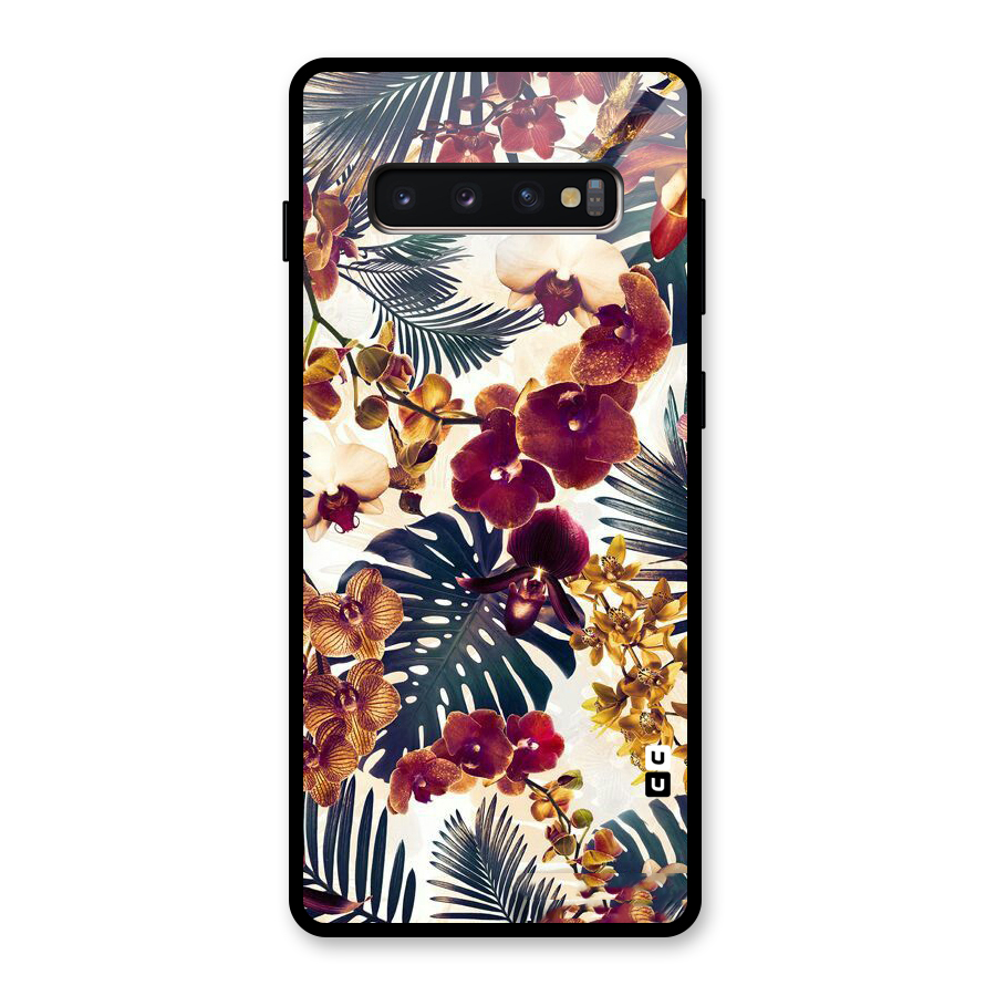 Vintage Rustic Flowers Glass Back Case for Galaxy S10 Plus