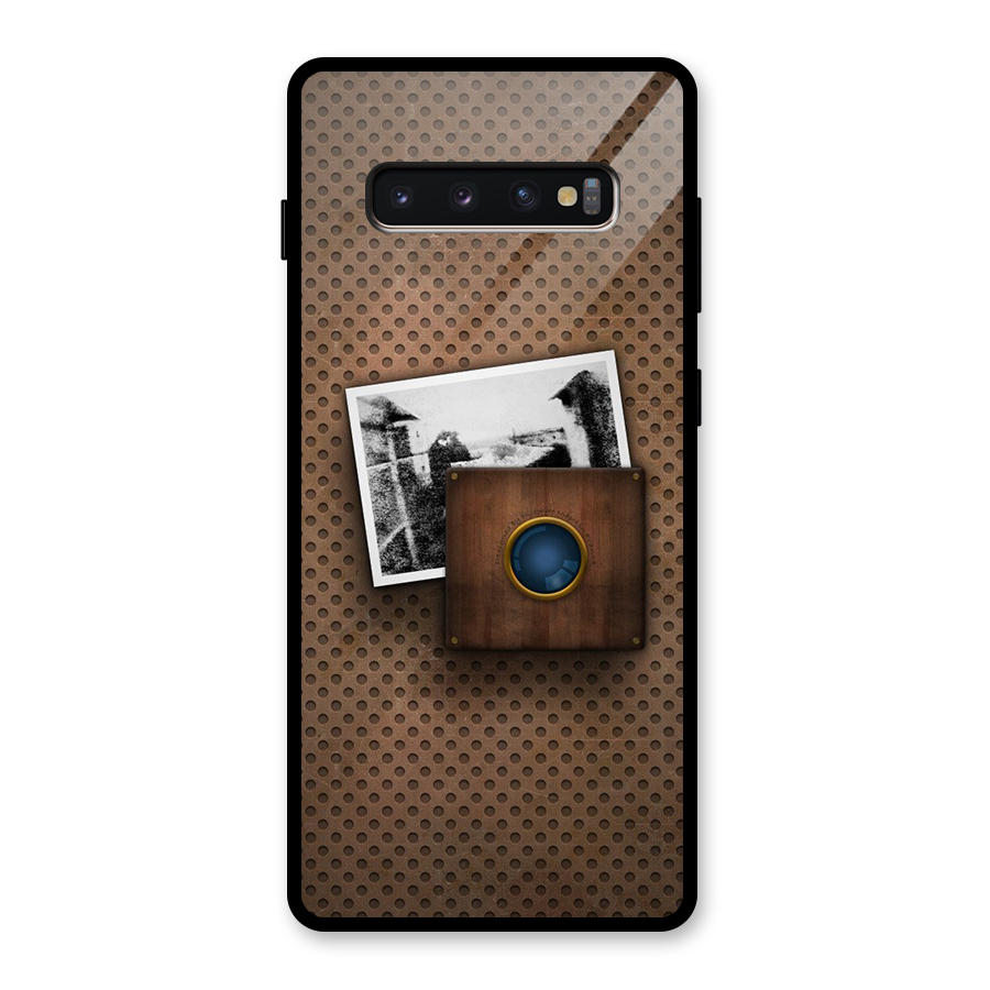 Vintage Wood Camera Glass Back Case for Galaxy S10 Plus