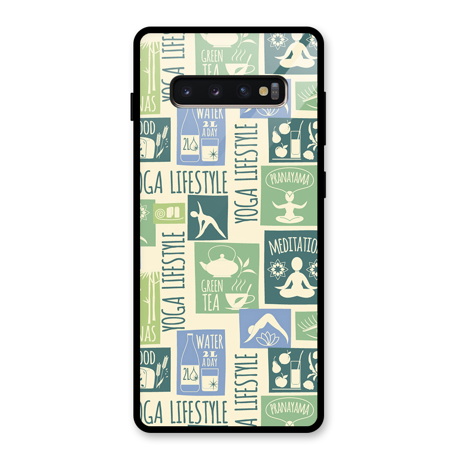 Vintage Yoga Lifestyle Glass Back Case for Galaxy S10 Plus