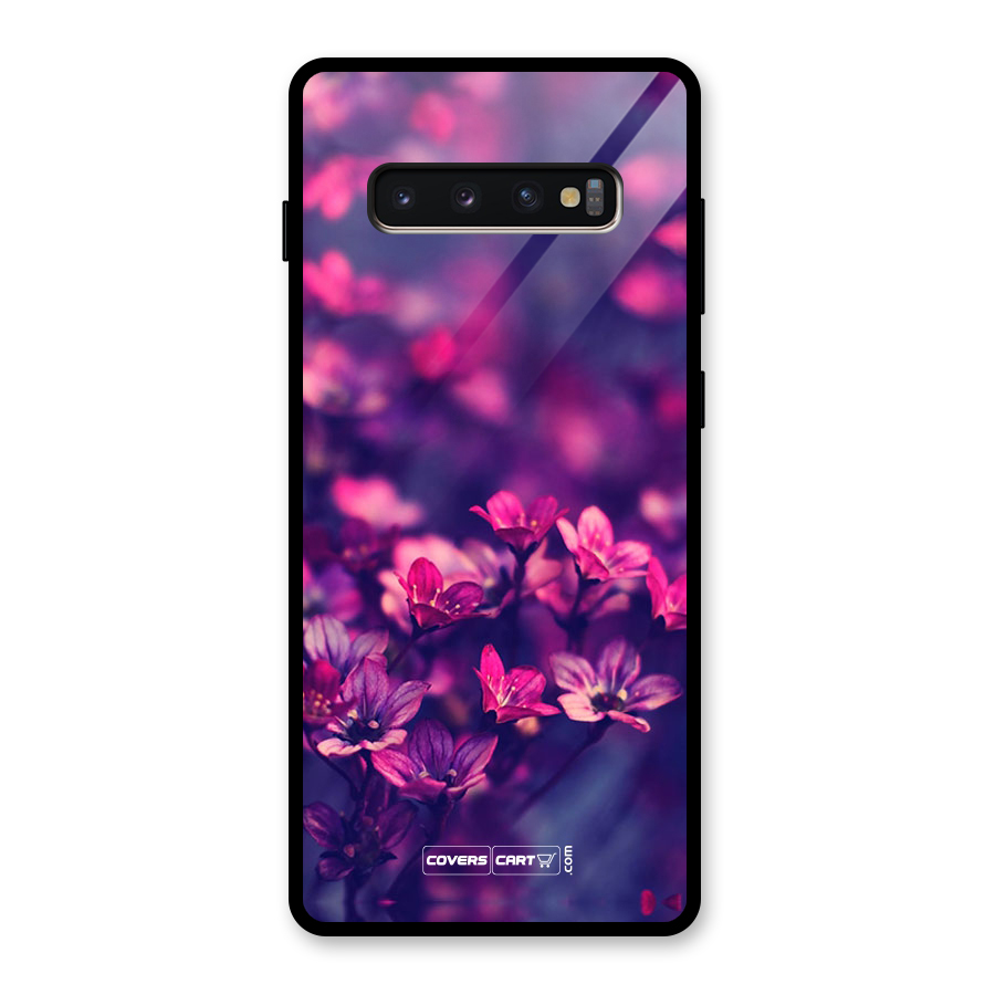 Violet Floral Glass Back Case for Galaxy S10 Plus
