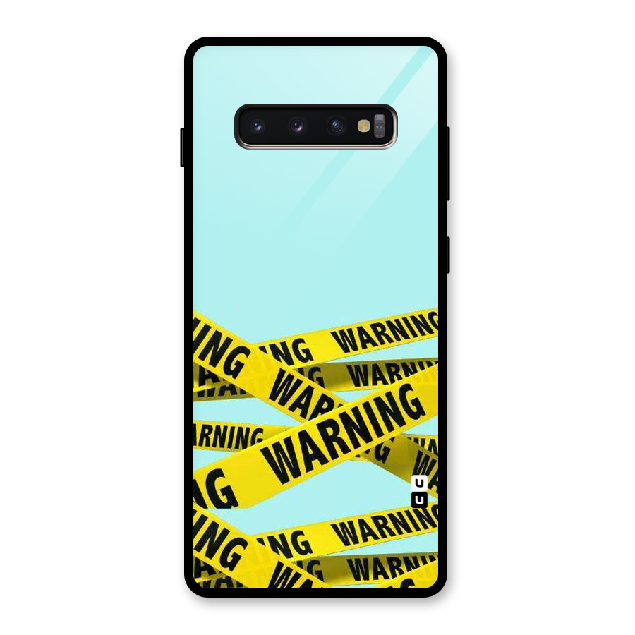 Warning Design Glass Back Case for Galaxy S10 Plus