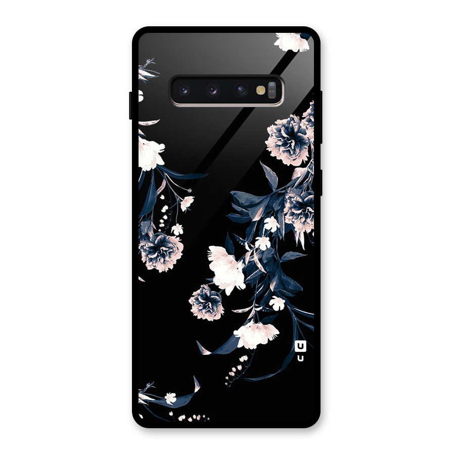 White Flora Glass Back Case for Galaxy S10 Plus