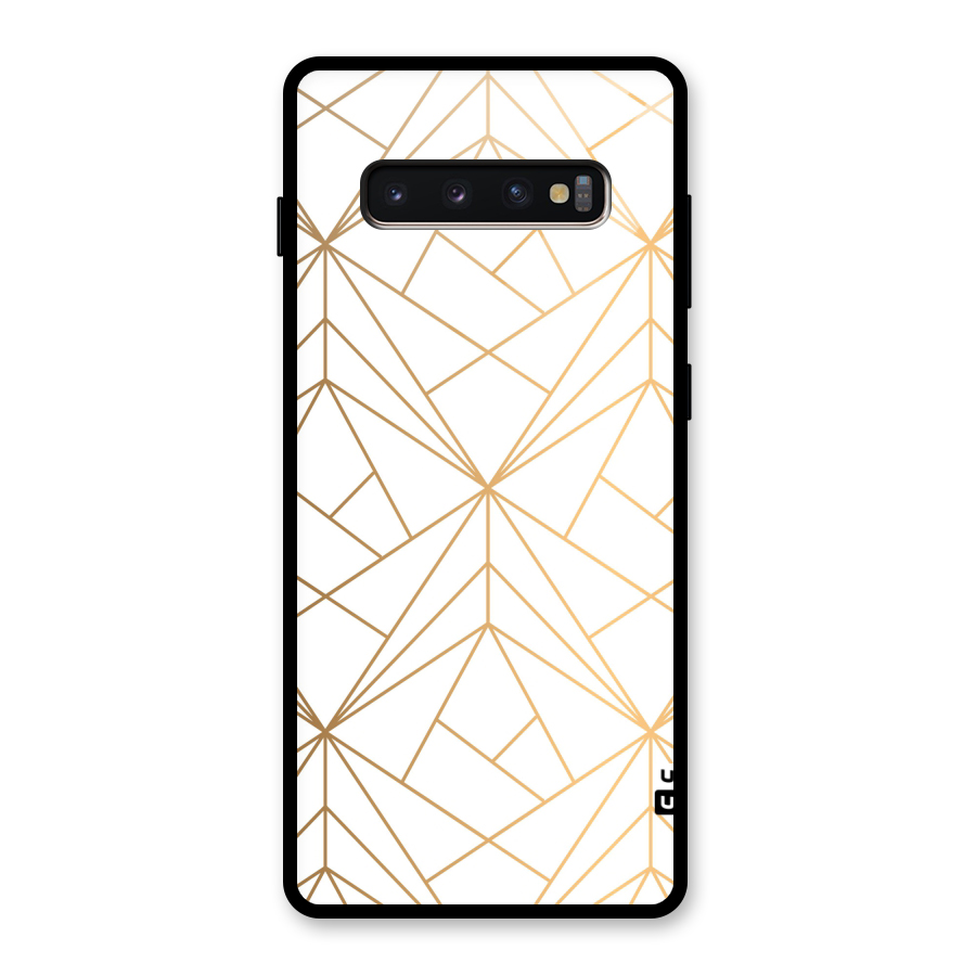 White Golden Zig Zag Glass Back Case for Galaxy S10 Plus
