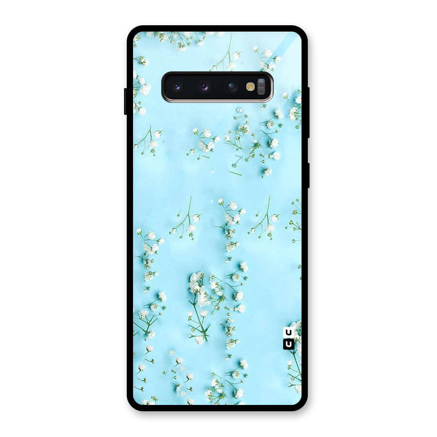 White Lily Design Glass Back Case for Galaxy S10 Plus