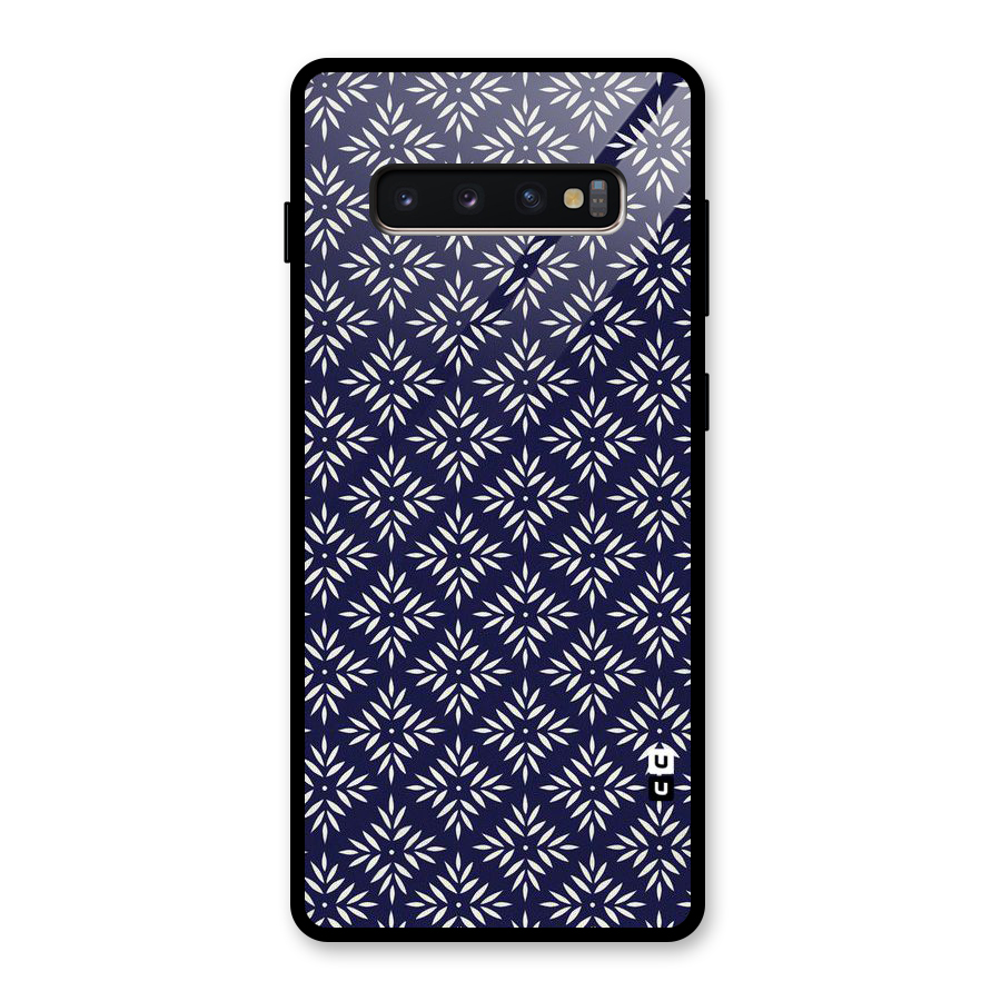 White Petals Pattern Glass Back Case for Galaxy S10 Plus