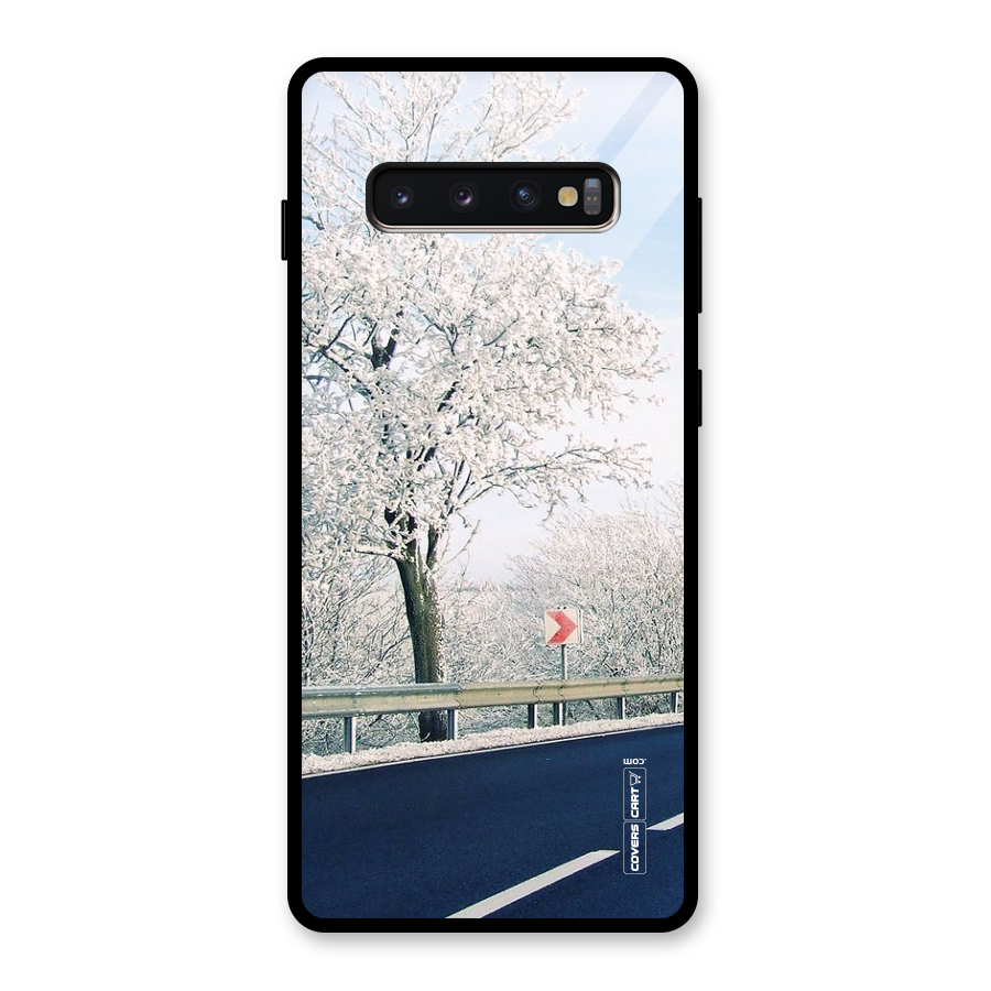 White Snow Tree Glass Back Case for Galaxy S10 Plus