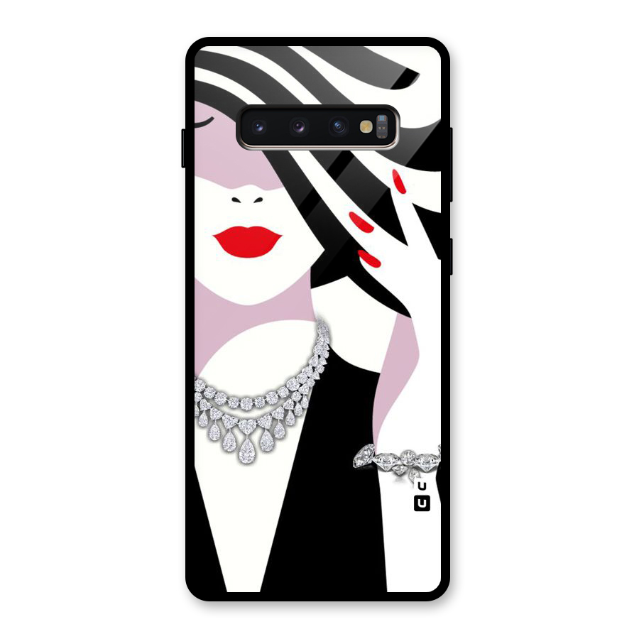 Women Beauty Glass Back Case for Galaxy S10 Plus