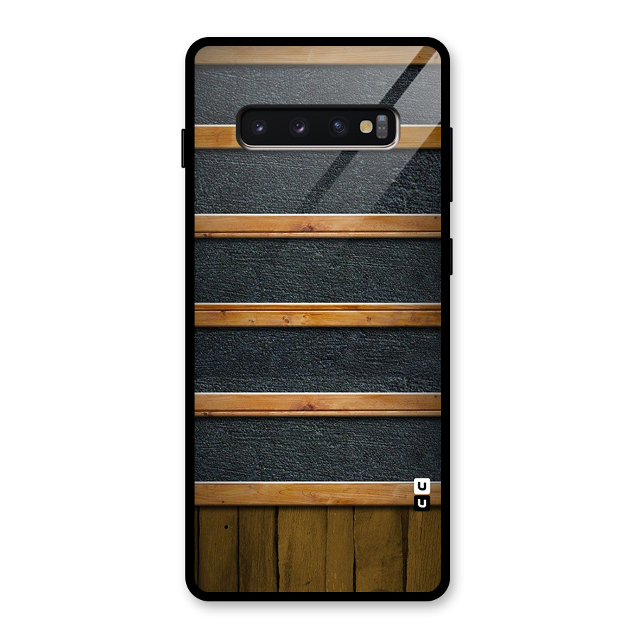 Wood Design Glass Back Case for Galaxy S10 Plus
