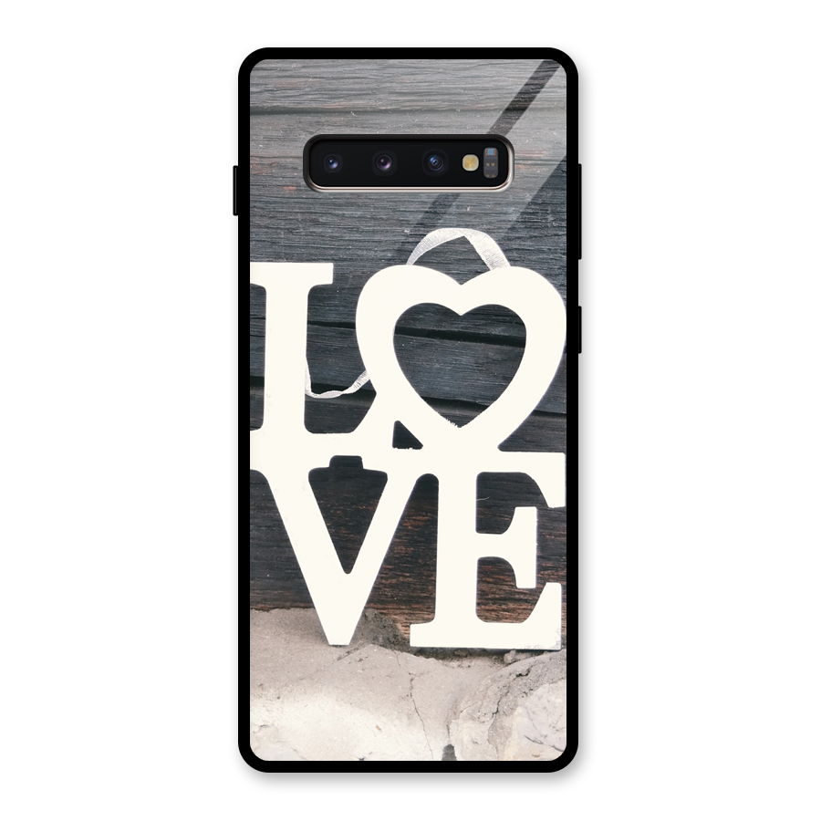 Wood Love Lock Glass Back Case for Galaxy S10 Plus