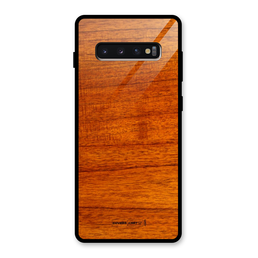 Wood Texture Design Glass Back Case for Galaxy S10 Plus
