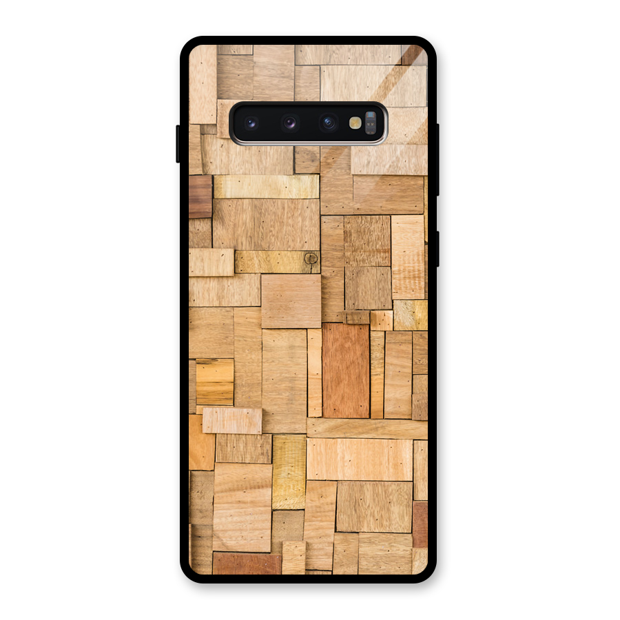 Wooden Blocks Glass Back Case for Galaxy S10 Plus